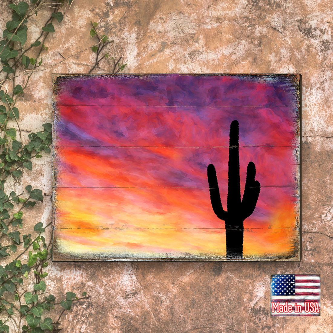 Cactus Art Wooden Wall Art by Nature Wonders - Nature Wildlife Decor - 95241B