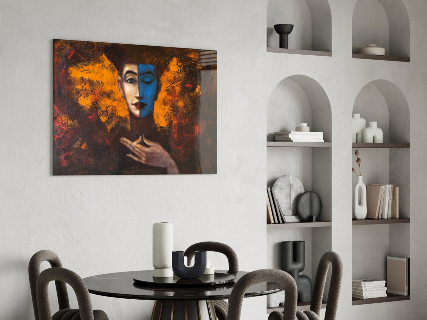 Abstract Woman Portrait Glass Wall Art-4