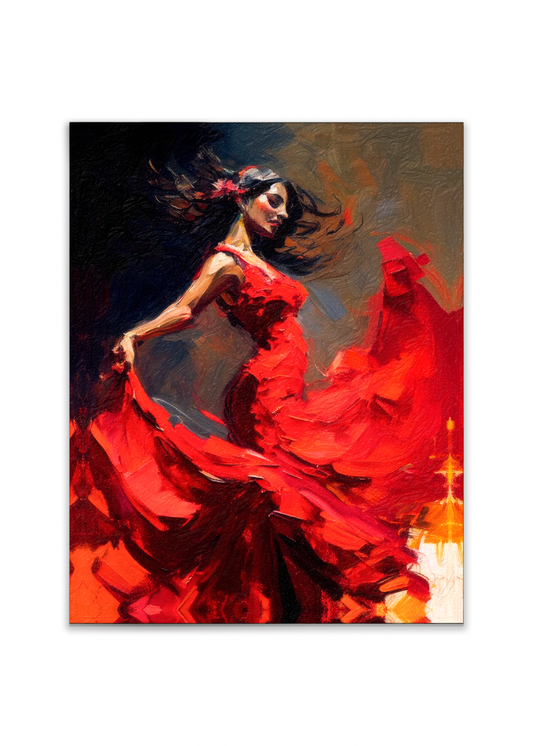 Wall Art-The red dress-Fine Artwork. Gold varnish-0