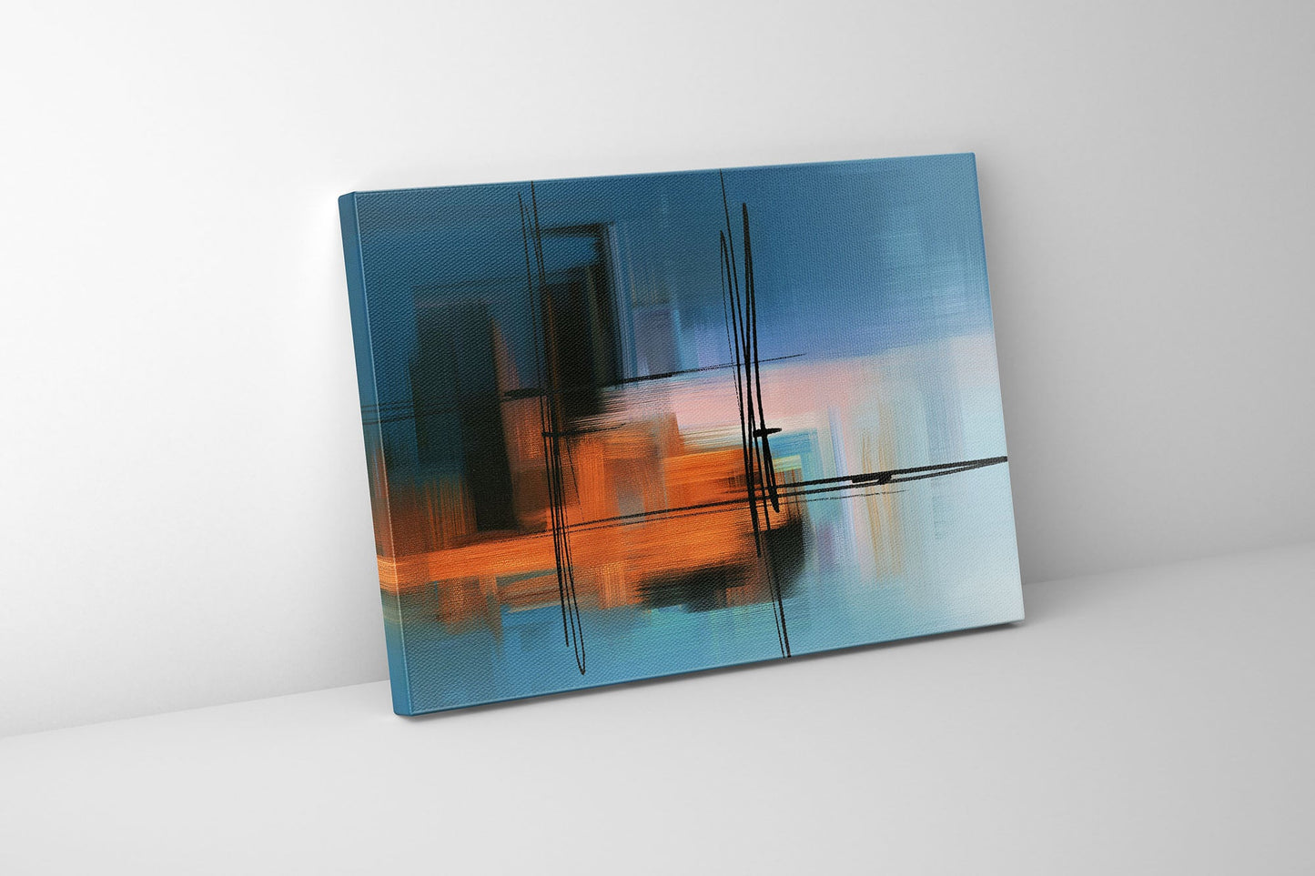 Wall Art-Hues of Blue Abstract- Fine Art Canvas - RGB varnish #4836-105-2