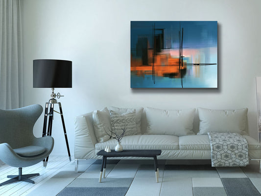 Wall Art-Hues of Blue Abstract- Fine Art Canvas - RGB varnish #4836-105-1