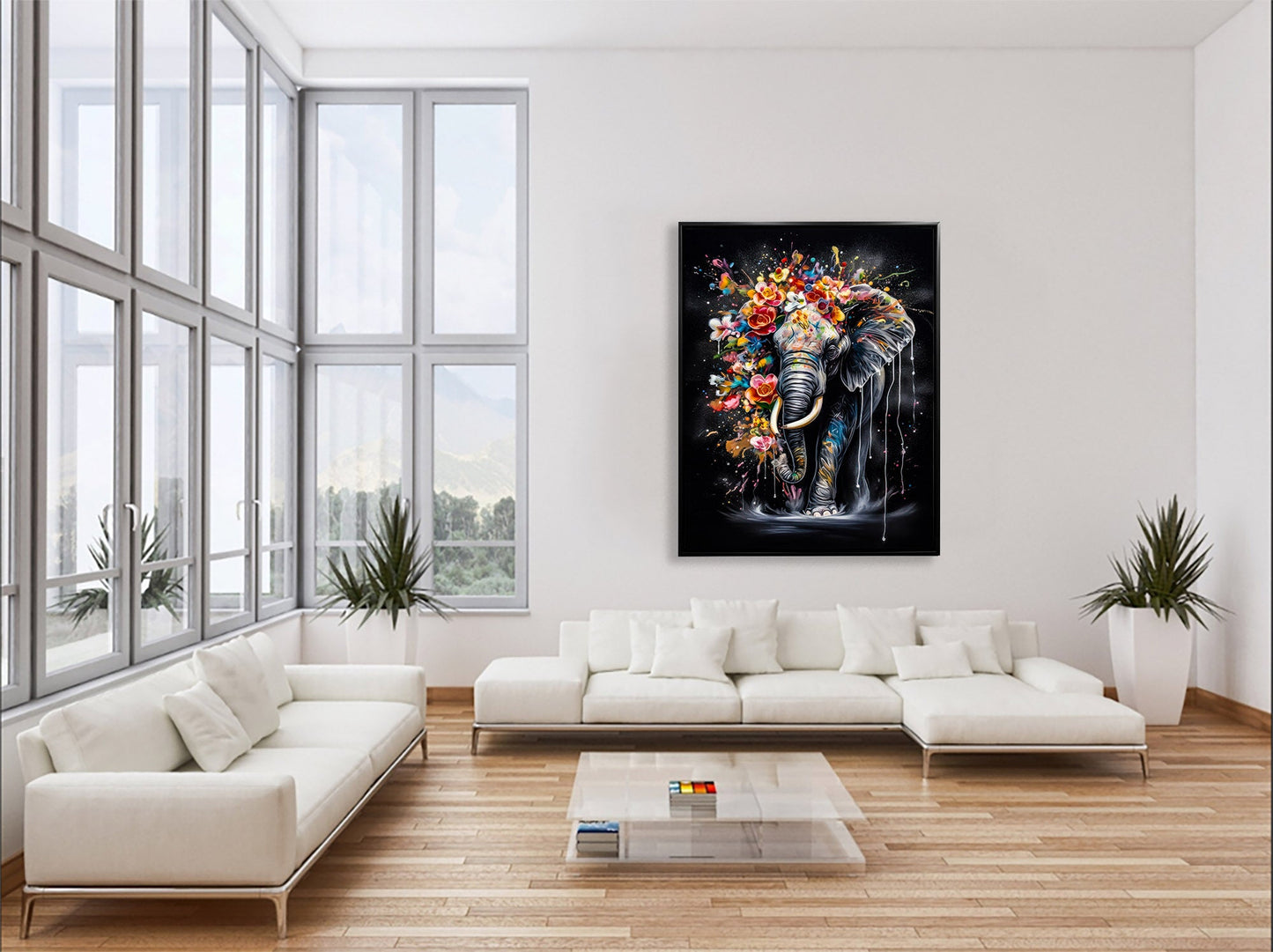 Wildlife Canvas Art -Colorful Elephants- WallDecor-RGB Vanish