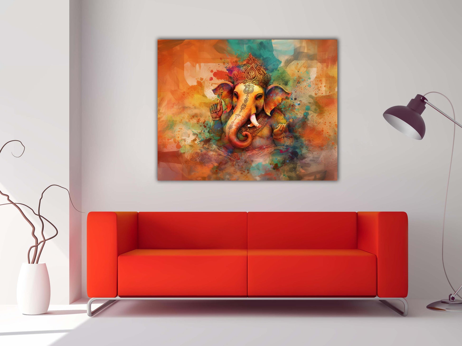 Ganesh Canvas Wall Art-Indian Art-Spiritual Wall Art-1