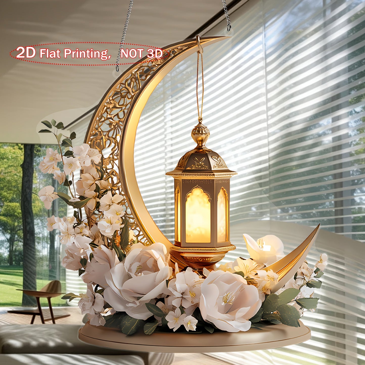 Elegant Ramadan Lantern & Floral Acrylic Decor-4