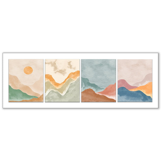 4 Scene Landscape Canvas - Abstract minimalism art- Large Wall Decor-RGB varnish-0