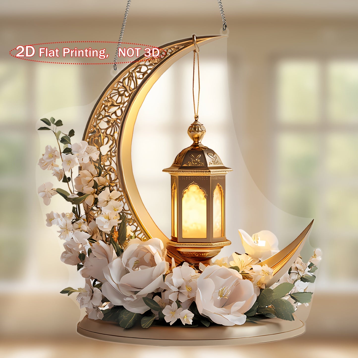 Elegant Ramadan Lantern & Floral Acrylic Decor-2