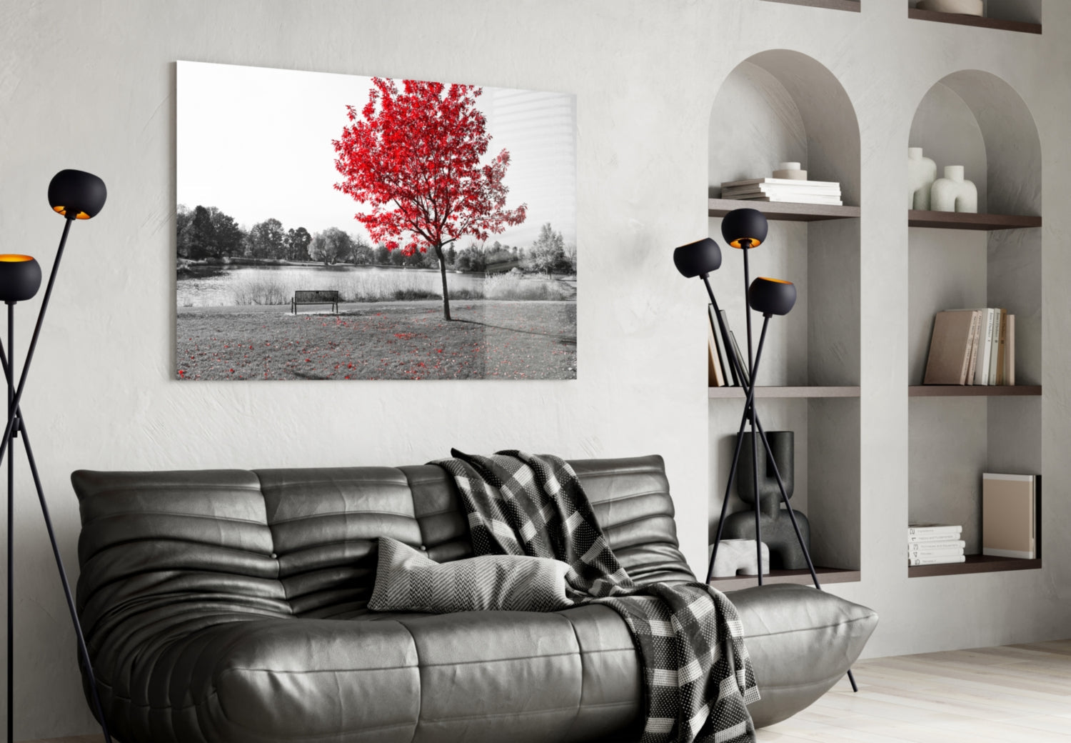 Red Tree Glass Wall Art-3