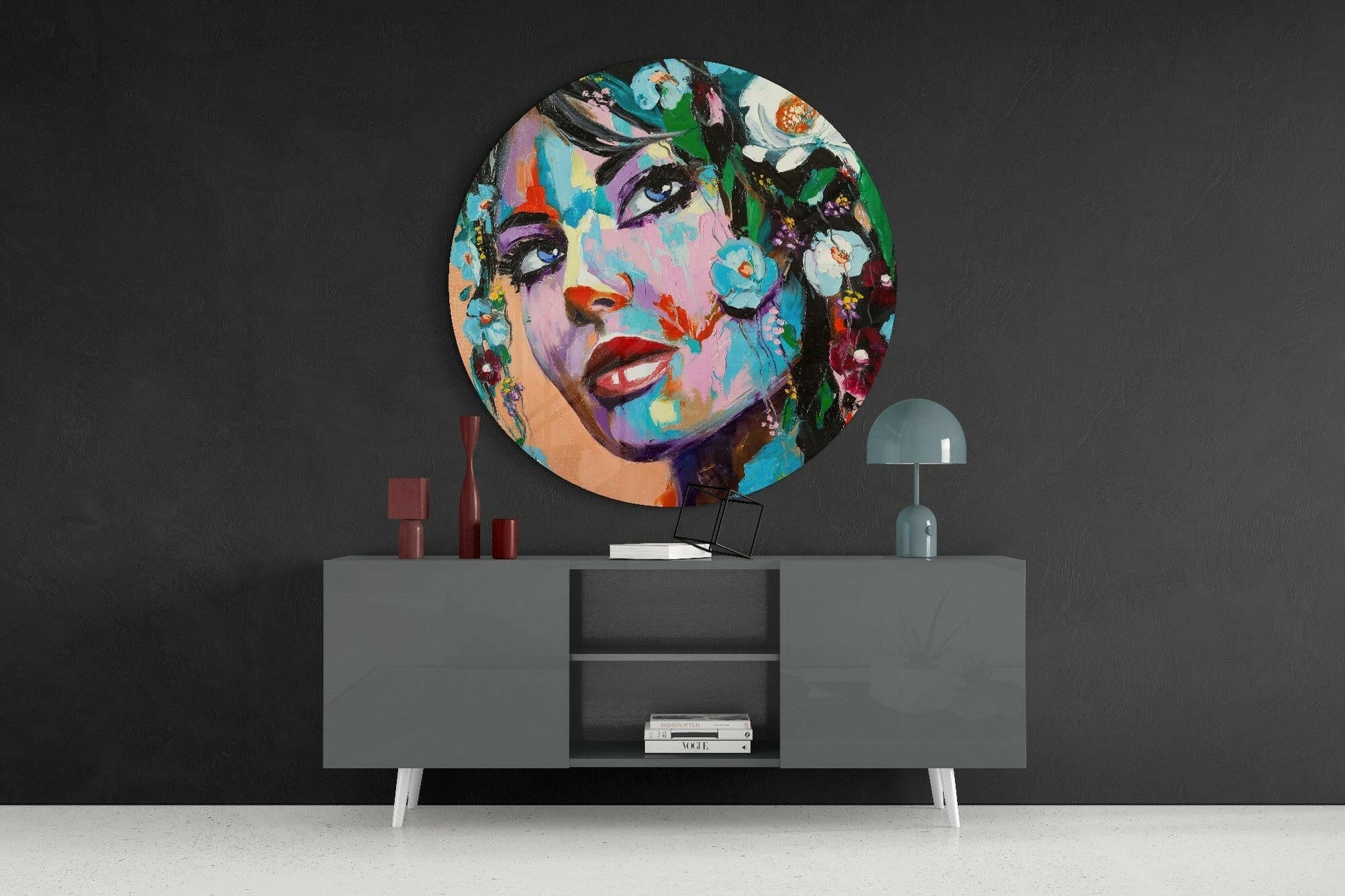 Floral Woman Glass Wall Art-3