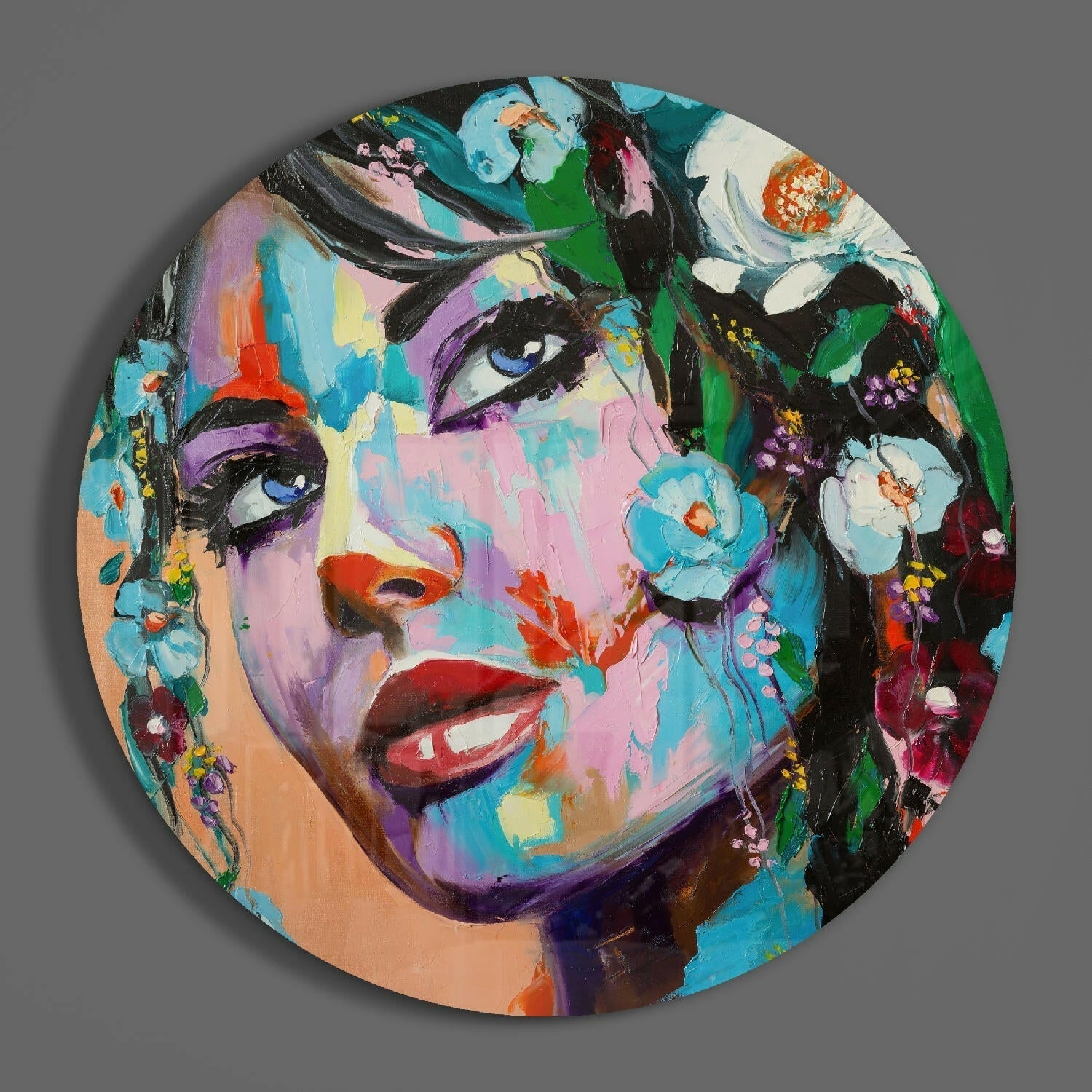 Floral Woman Glass Wall Art-2