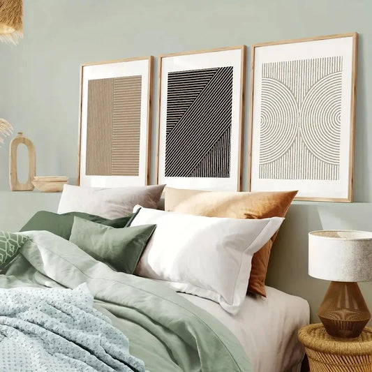 3pcs/Set Modern Neutral Abstract Wall Art, Beige Simple Line Canvas Poster Printing, Living Room, Bedroom and Home Decoration