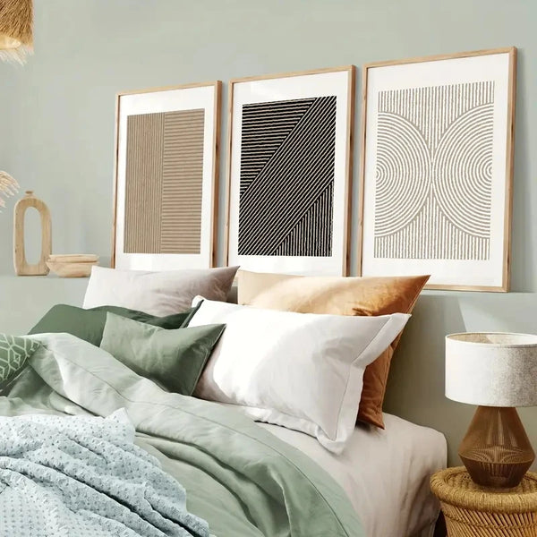 3pcs/Set Modern Neutral Abstract Wall Art, Beige Simple Line Canvas Poster Printing, Living Room, Bedroom and Home Decoration