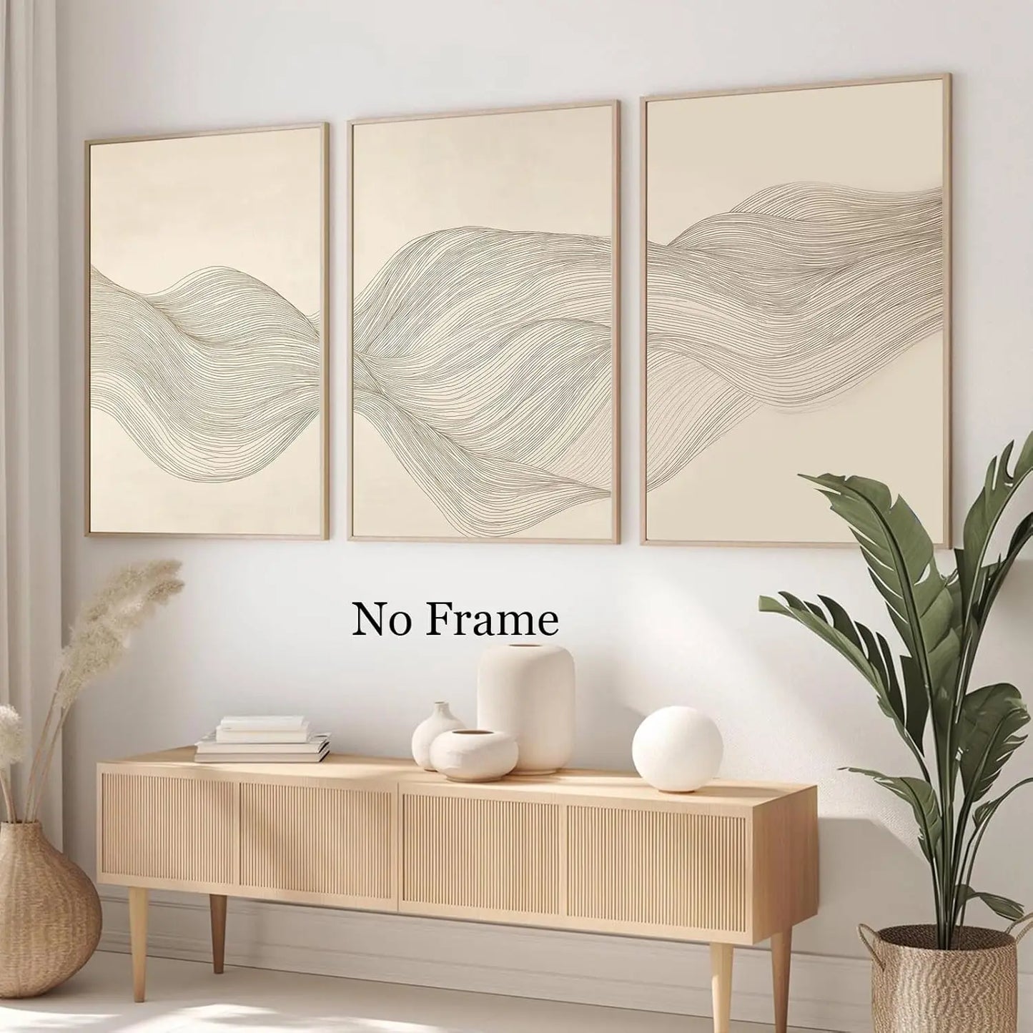 3pcs/Set Bohemian Beige Line Canvas Posters Picture Wall Decorations Abstract Minimalist Living Room Paintings Home Decoration