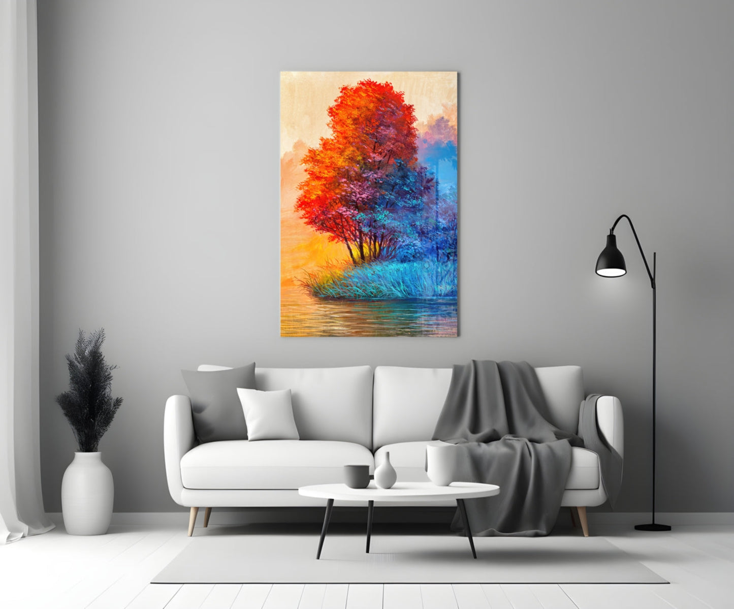 Red Tree Glass Wall Art-2