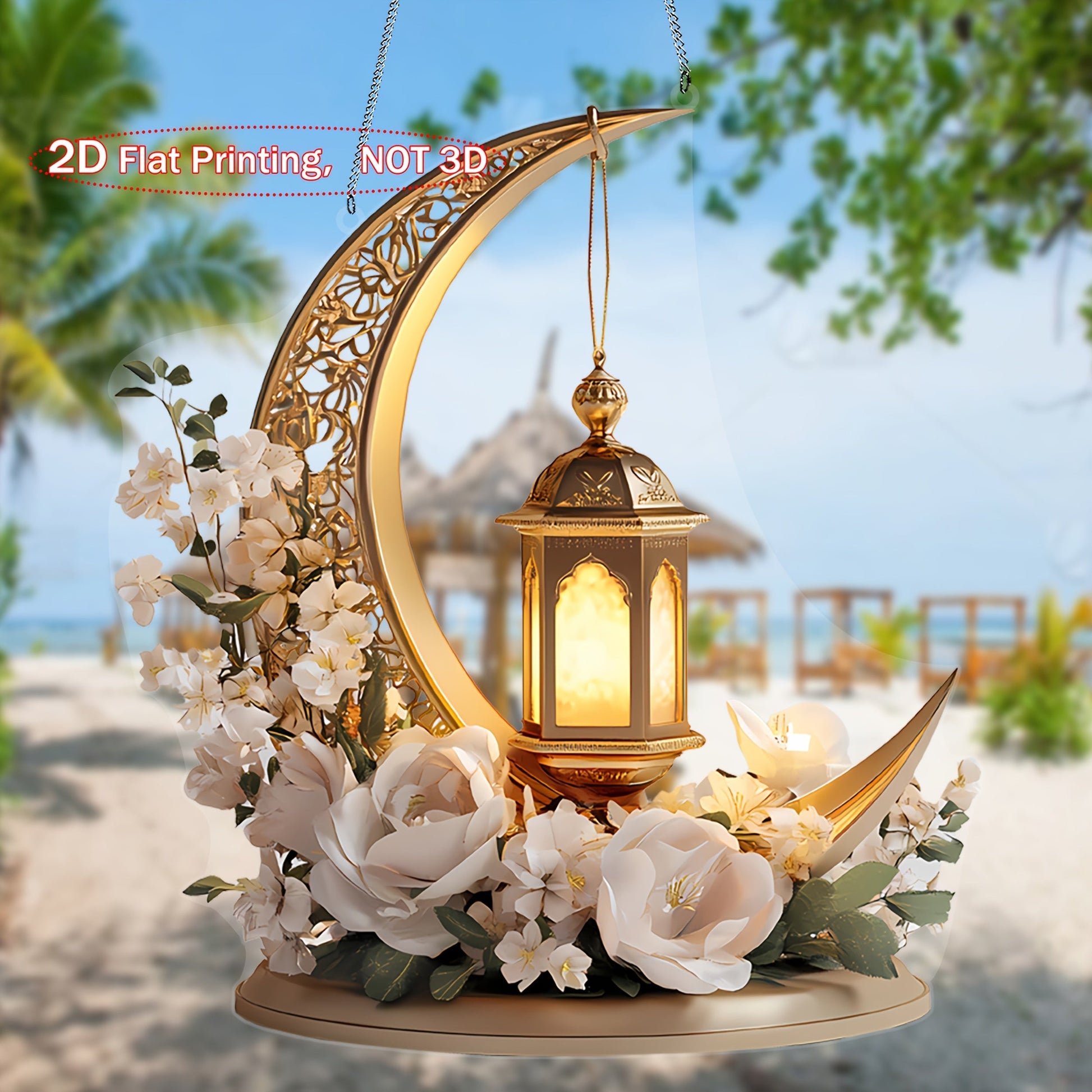Elegant Ramadan Lantern & Floral Acrylic Decor-3