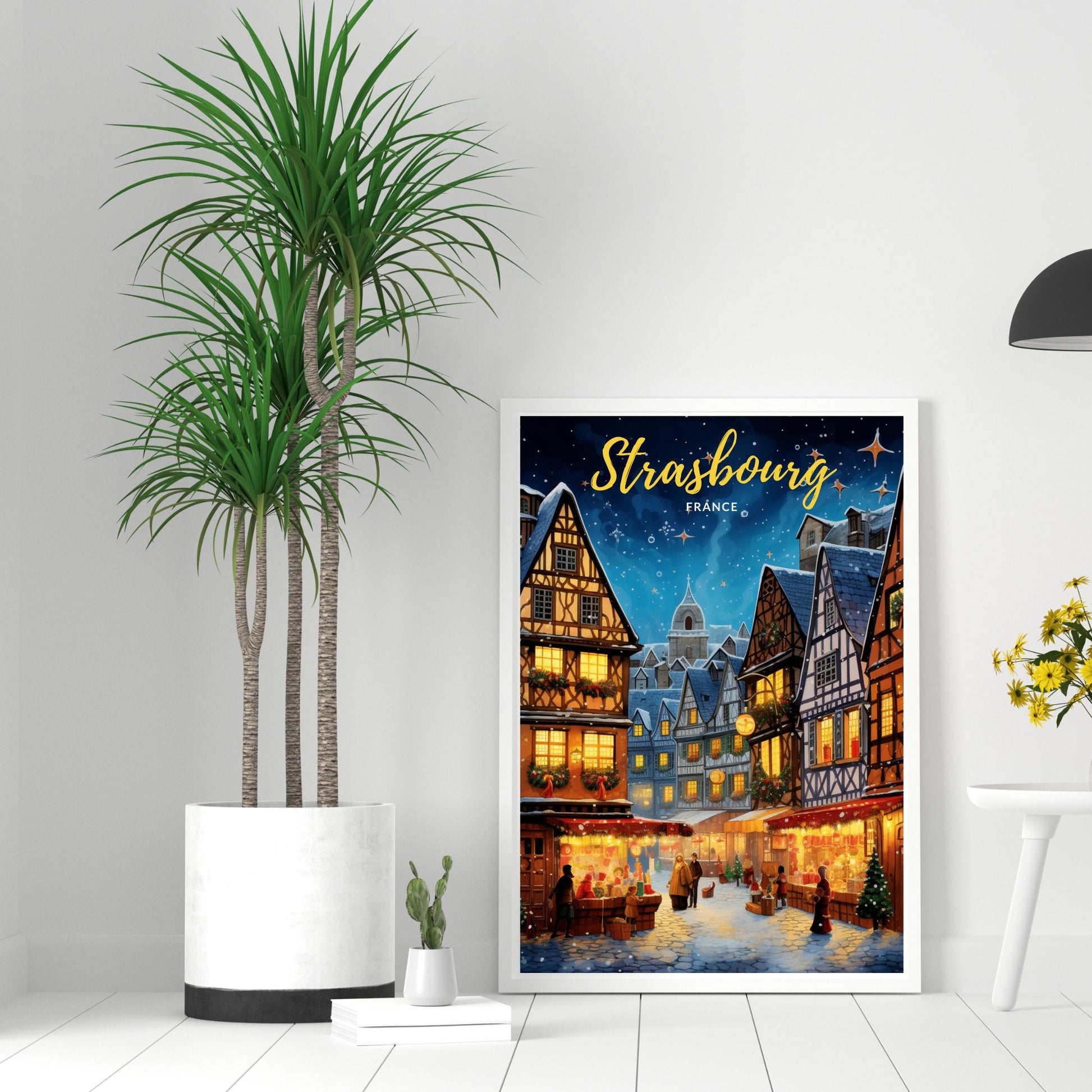 Affiche Strasbourg | Affiche de voyage Strasbourg Noël | Affiche Marché de Noël de Strasbourg, France-1