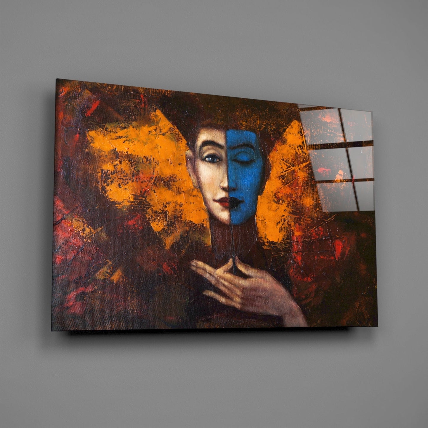 Abstract Woman Portrait Glass Wall Art-1