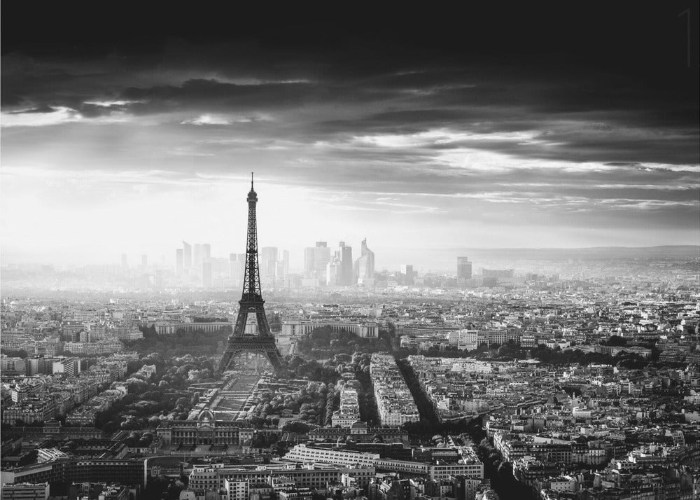 Aerial Black And White Paris Cityscape Canvas Print-3