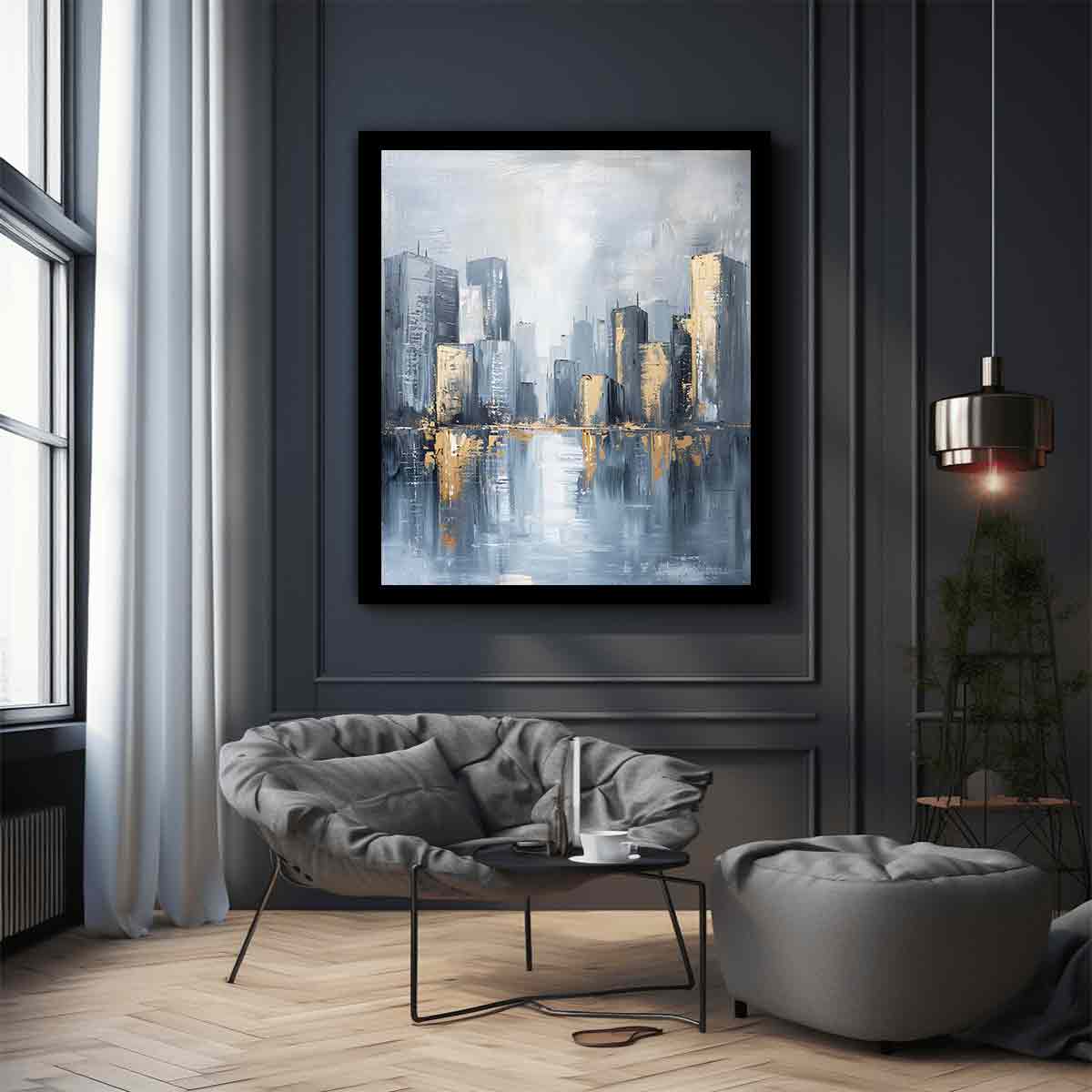 Cityscape Tall Buildings Canvas Art Print-2